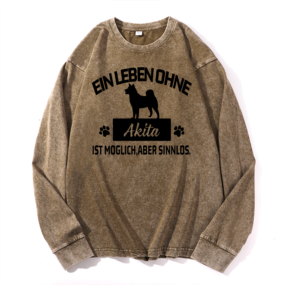 Akita Vintage Cotton Wash Crewneck Long-Sleeve T-Shirt