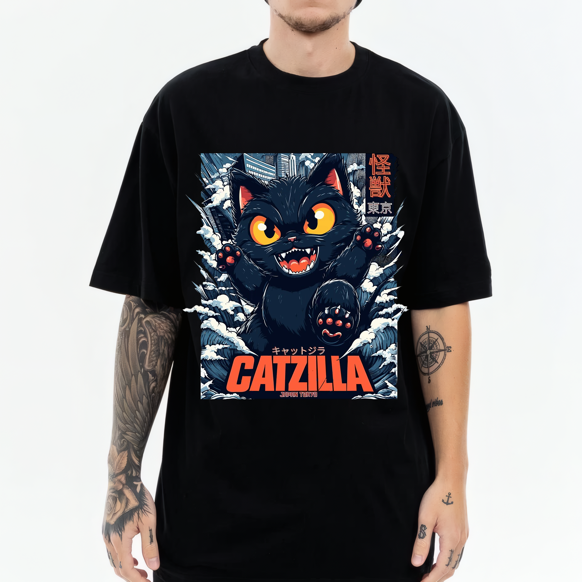 Catzilla Cat Kaiju Japanese Style Classic Tee