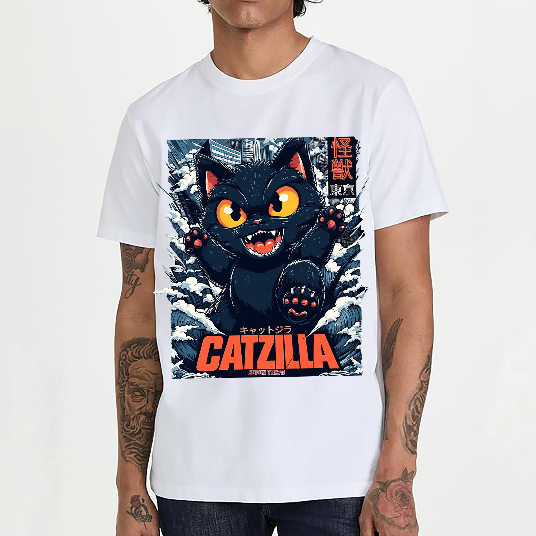 Catzilla Cat Kaiju Japanese Style Classic Tee