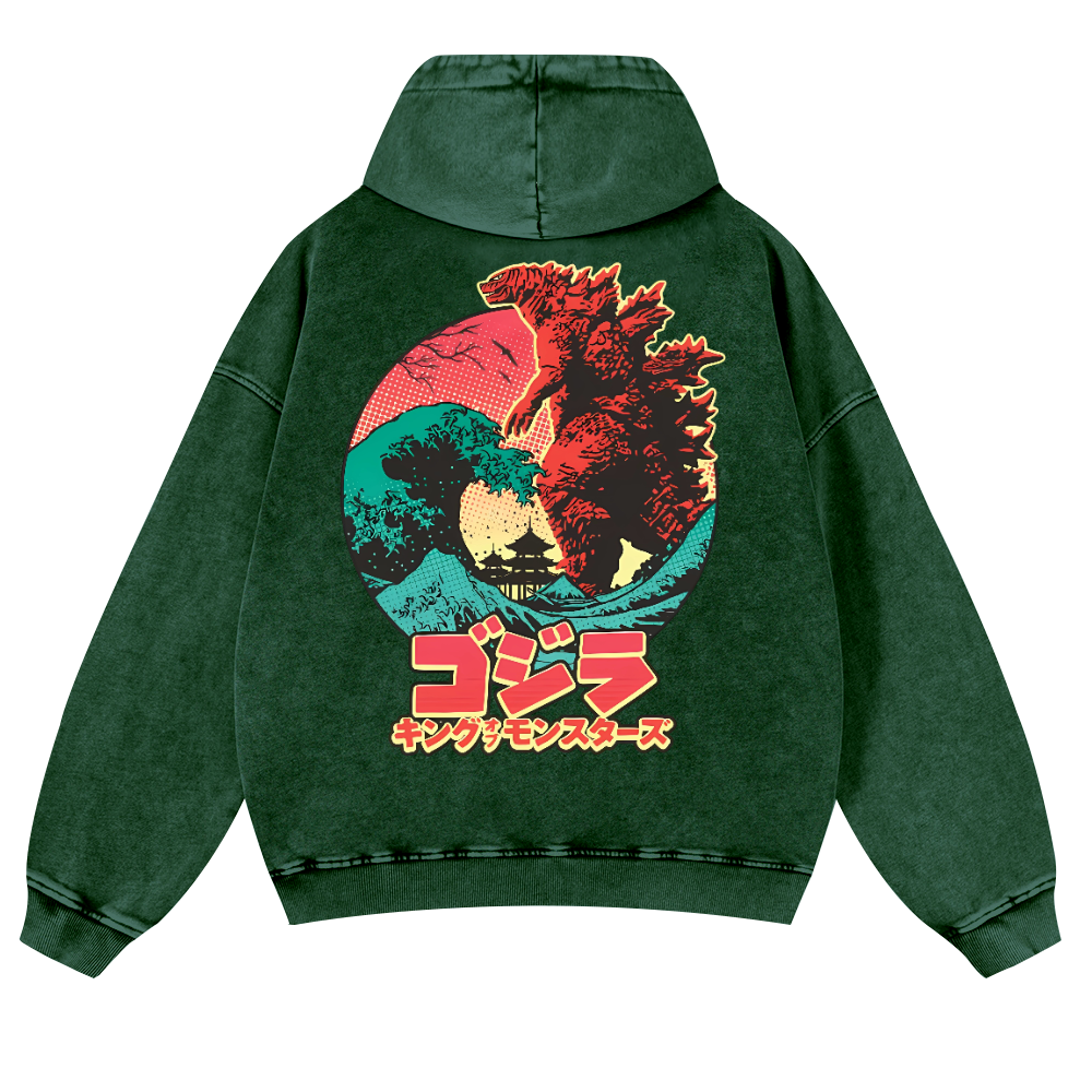 Kaiju Vintage Washed Cotton Back Art Hoodie