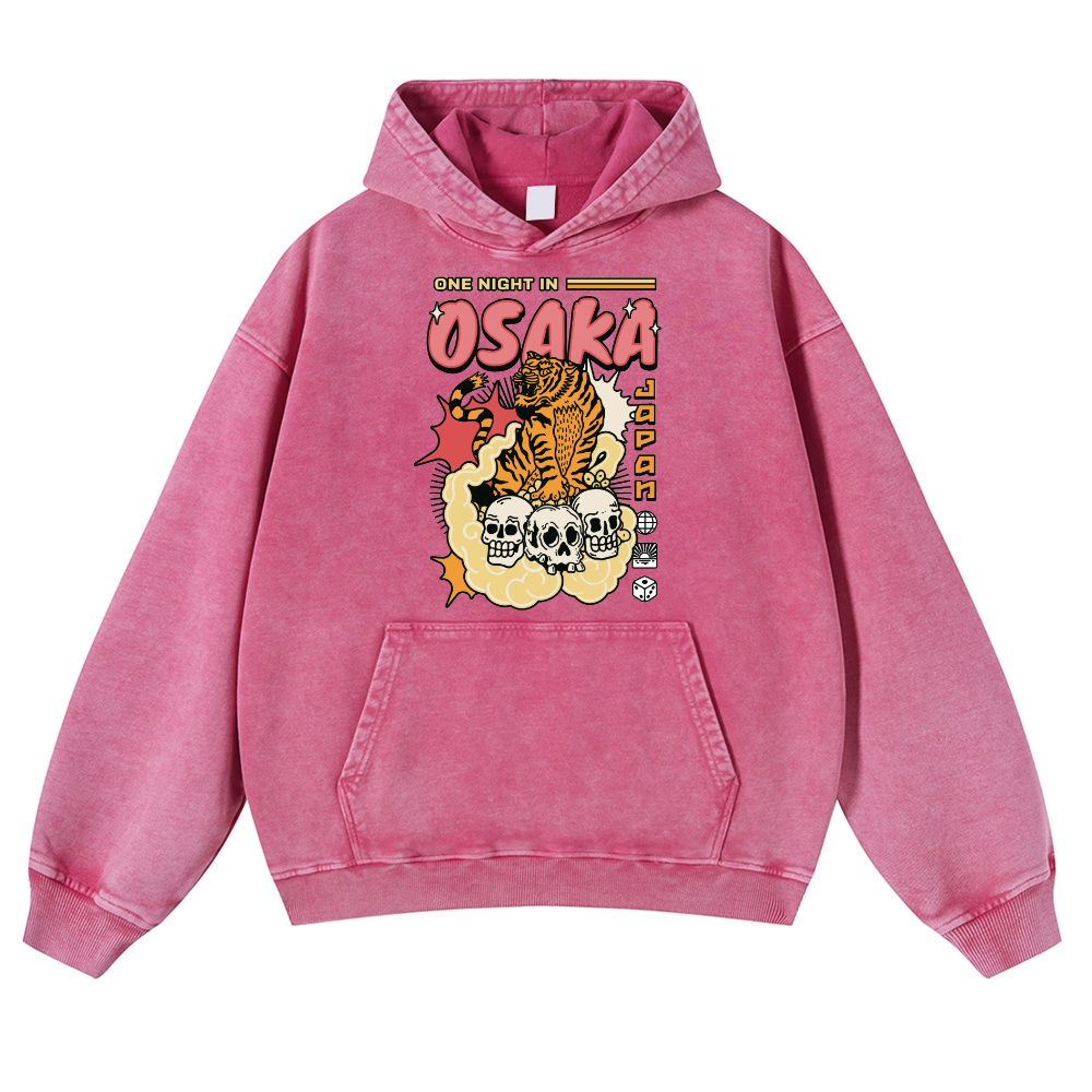 One Night in Osaka Tiger Vintage Washed Thick Cotton Hoodie