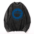 Puffer Fish Vintage Cotton Wash Crewneck Long-Sleeve T-Shirt