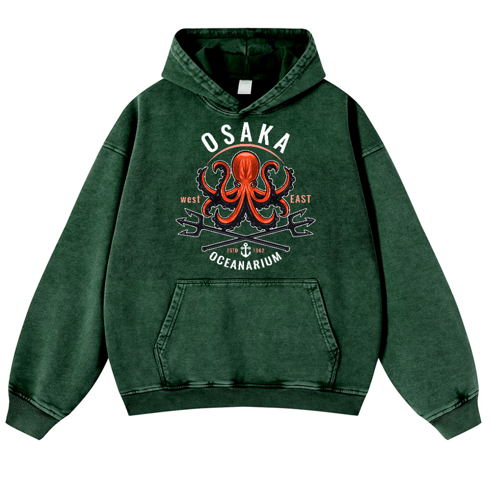 Osaka Octopus Vintage Washed Thick Cotton Hoodie
