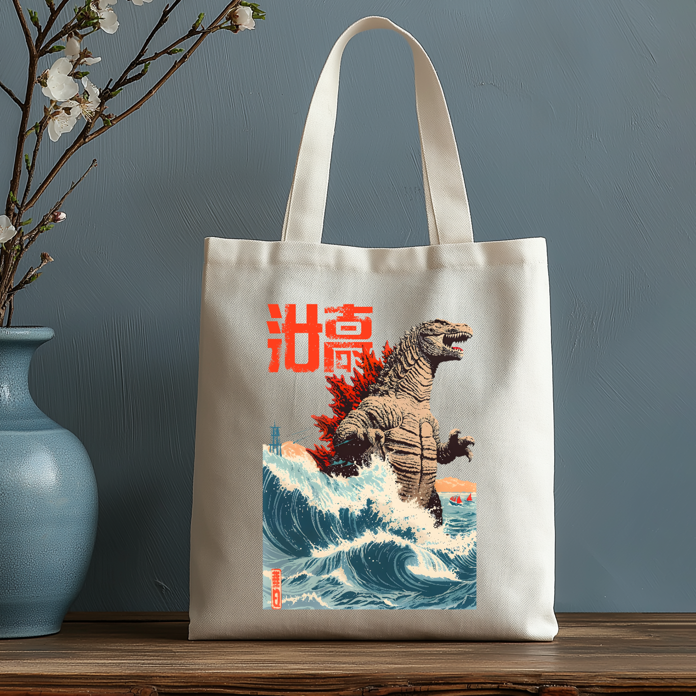 Kaiju Japanese Style Canvas Tote Bag