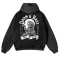 Drum & Bass Tiger Vintage Washed Cotton Back Art Hoodie