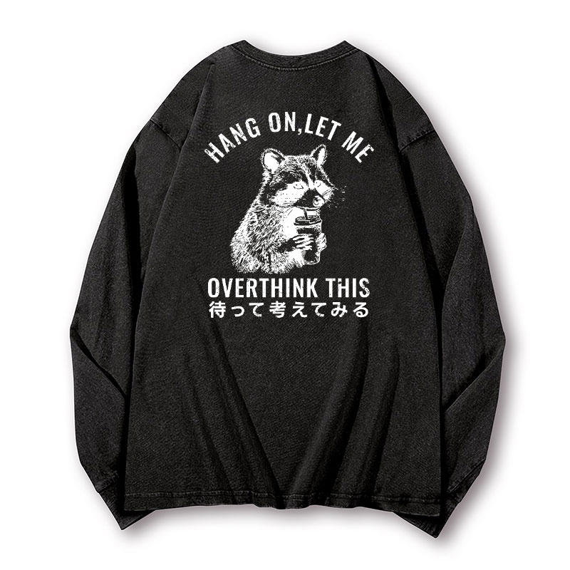 Racoon Vintage Washed Cotton Back Art Long-sleeve T-shirt