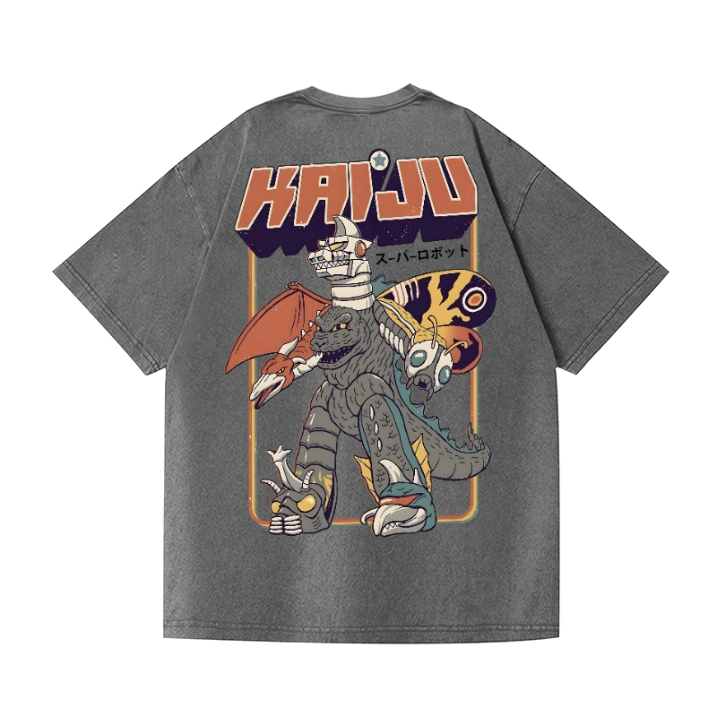 Kaiju Monster Vintage Wash Japanese Design Back Art T-Shirt