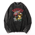 Shinjuku Tiger Vintage Cotton Wash Crewneck Long-Sleeve T-Shirt