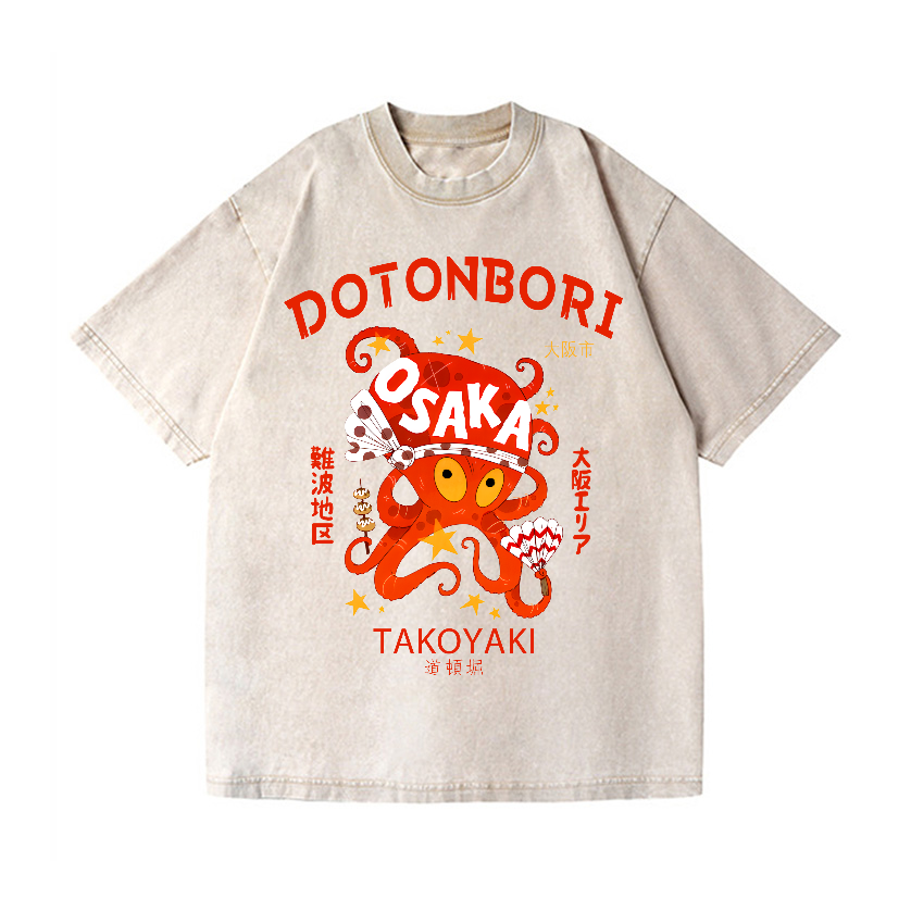 Osaka Dotonbori Vintage Wash Japanese Design T-Shirt