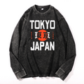 Tokyo Japan Vintage Cotton Wash Crewneck Long-Sleeve T-Shirt