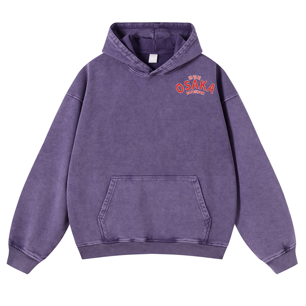 Osaka Dotonbori Drunken Octopus Vintage Washed Cotton Back Art Hoodie