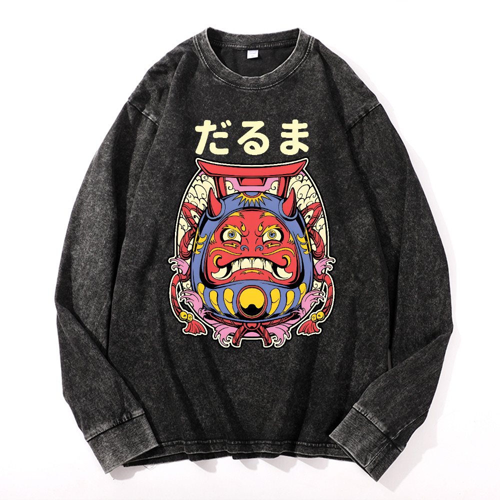 Okinawa Vintage Cotton Wash Crewneck Long-Sleeve T-Shirt