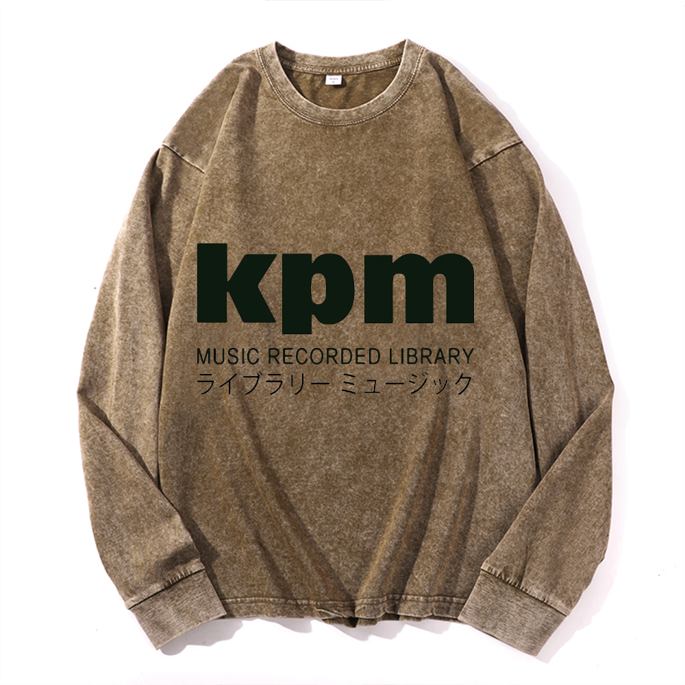 KPM Music Recorded Library Vintage Cotton Wash Crewneck Long-Sleeve T-Shirt