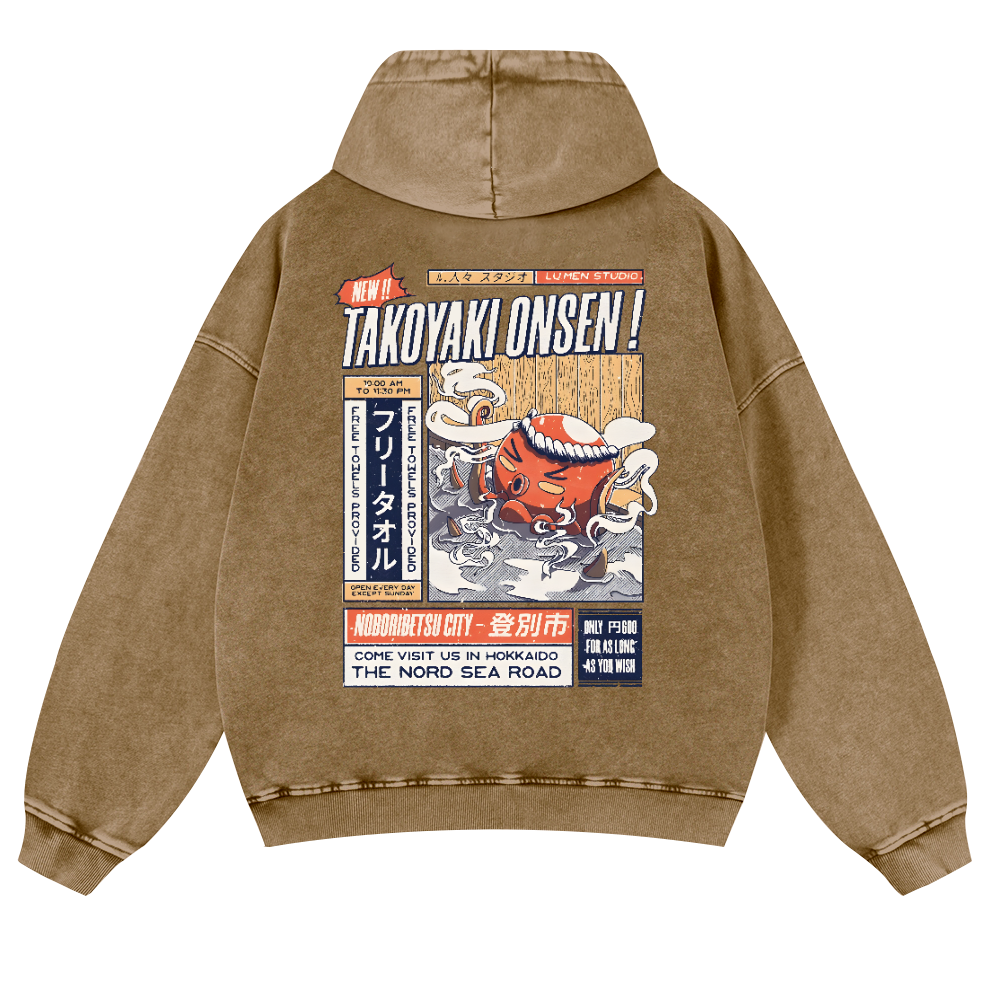 Octopus Vintage Washed Cotton Back Art Hoodie