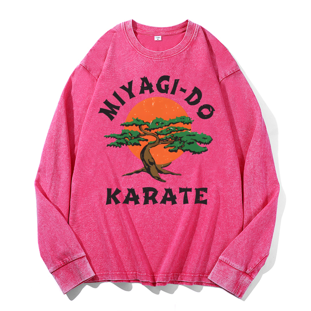 Miyagi-do Karate Vintage Cotton Wash Crewneck Long-Sleeve T-Shirt
