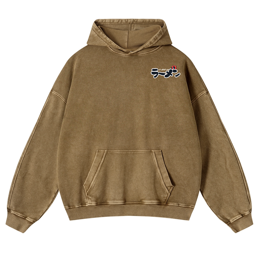 Ramen Hero Vintage Washed Cotton Back Art Hoodie