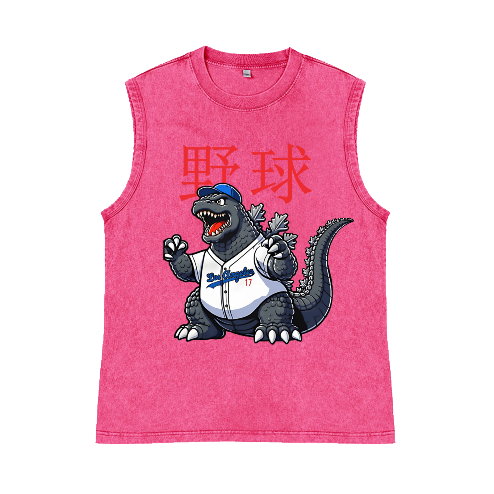 Los Angeles Dodgers Kaiju Tokyo Tiger Baseball Pure Cotton Wash-Dyed Sleeveless Tank Top