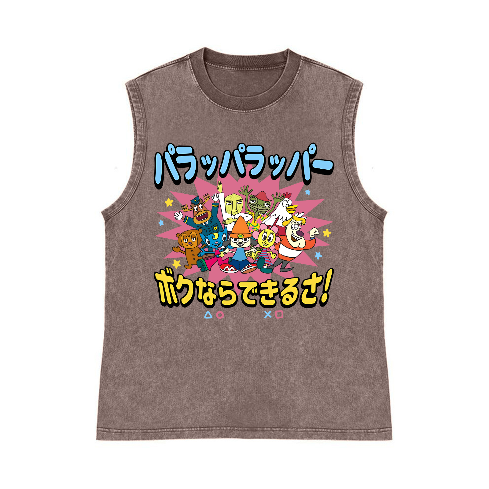 PaRappa the Rapper Pure Cotton Wash-Dyed Sleeveless Tank Top