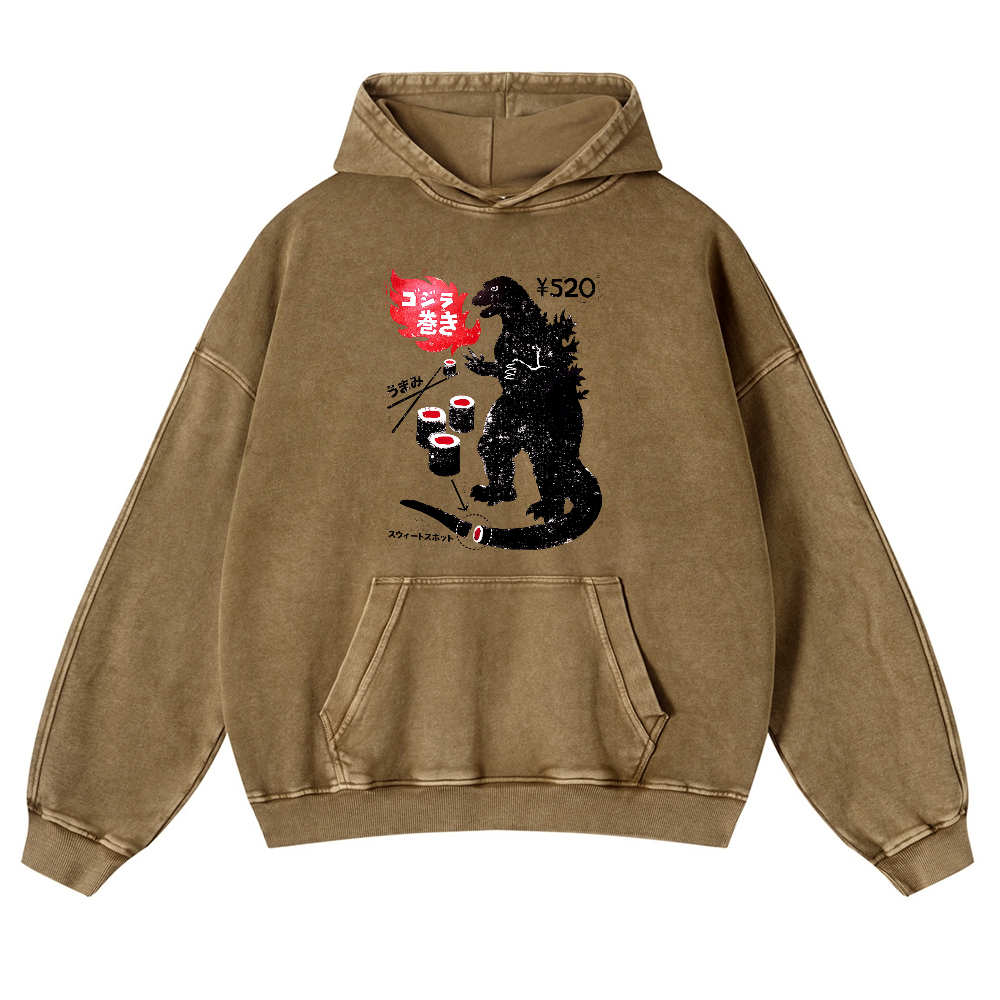 Sushi Kaiju Vintage Washed Thick Cotton Hoodie