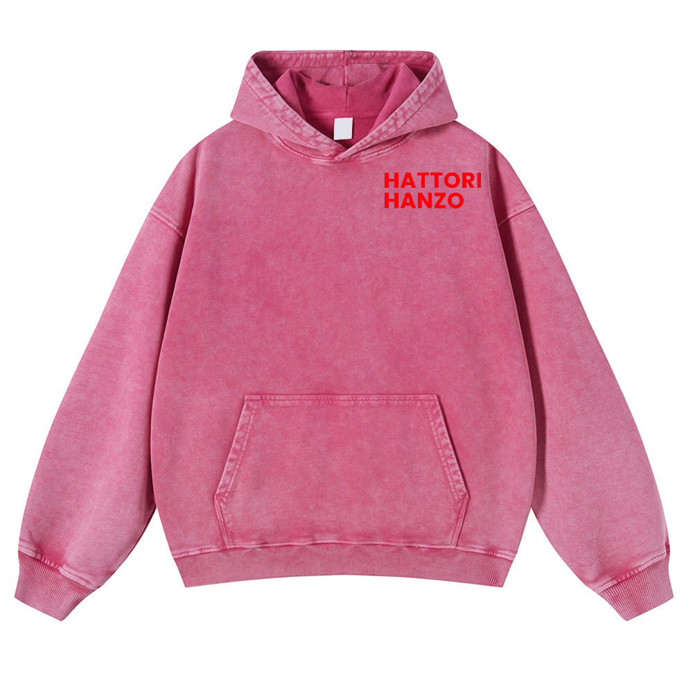 Okinawa  Hattori Hanzo Vintage Washed Cotton Back Art Hoodie