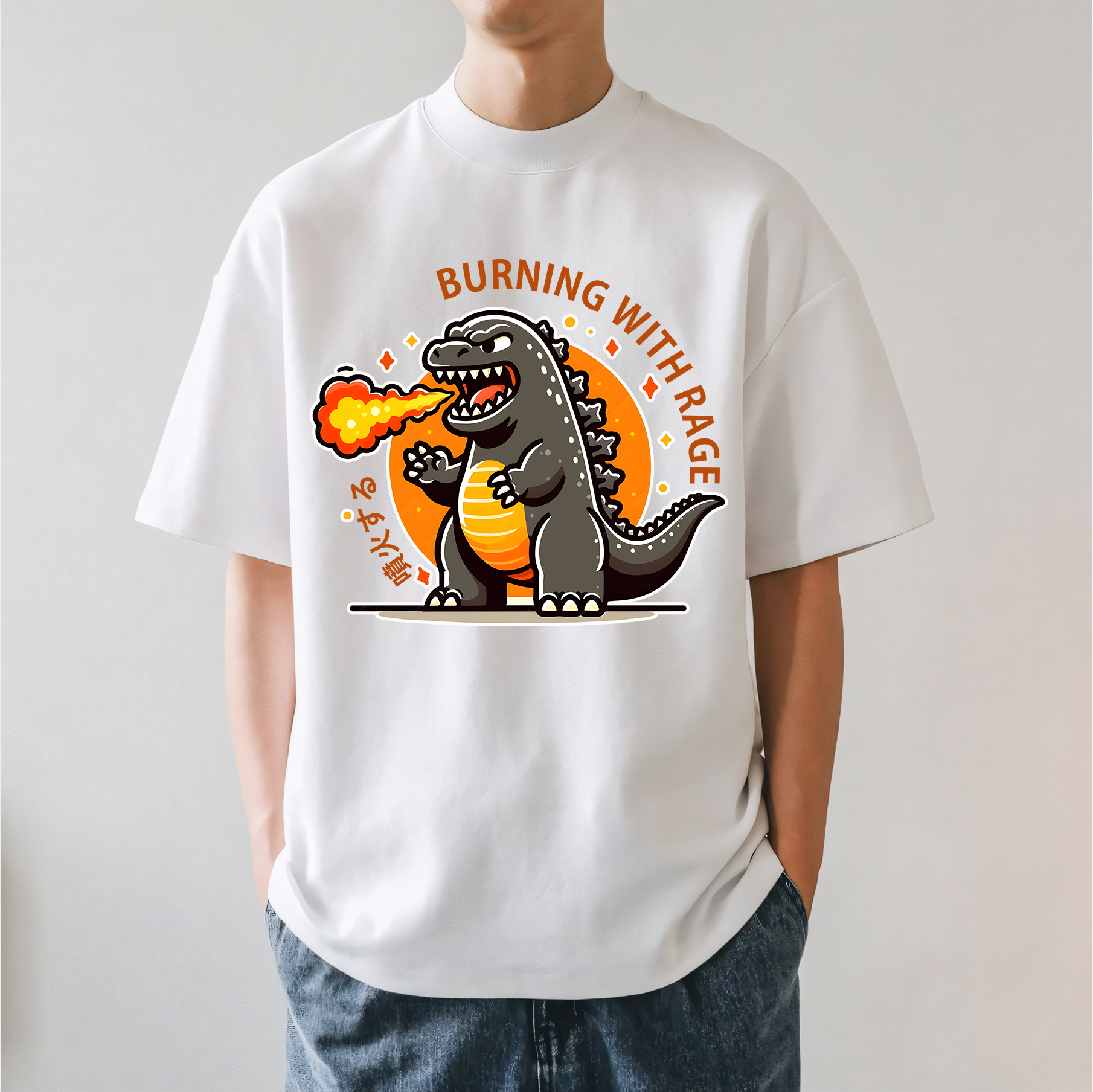 Burning Kaiju Japanese Style Classic Tee