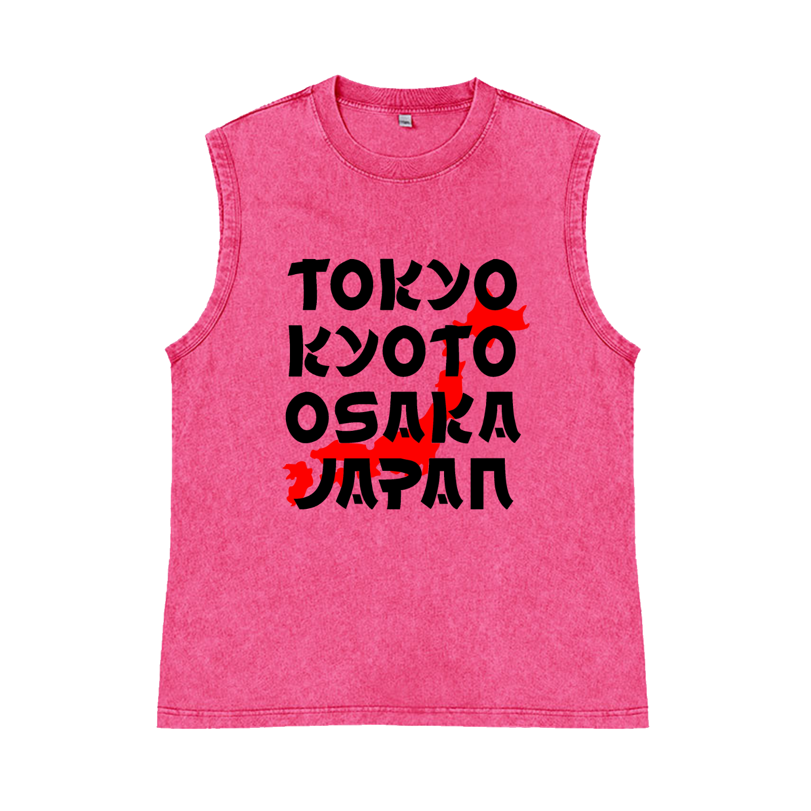 Tokyo Kyoto Osaka Japan Pure Cotton Wash-Dyed Sleeveless Tank Top