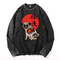 Dog Vintage Cotton Wash Crewneck Long-Sleeve T-Shirt