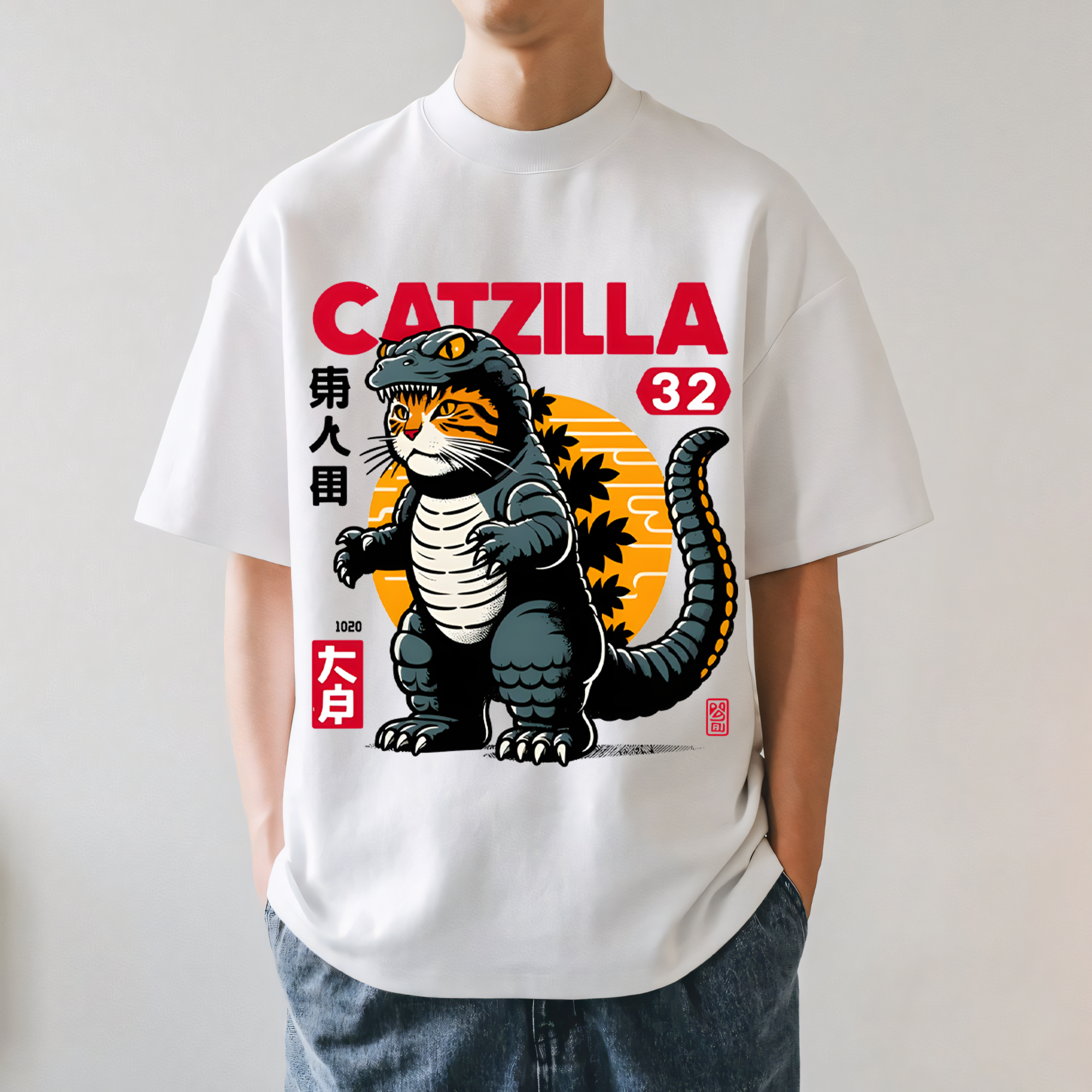 Catzilla Cat Kaiju Japanese Style Classic Tee