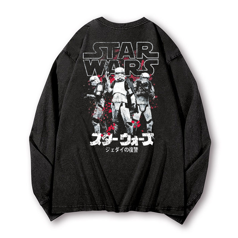 Storm Trooper Vintage Washed Cotton Back Art Long-sleeve T-shirt