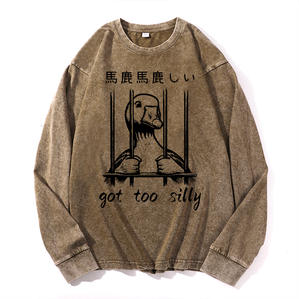 Duck Vintage Cotton Wash Crewneck Long-Sleeve T-Shirt