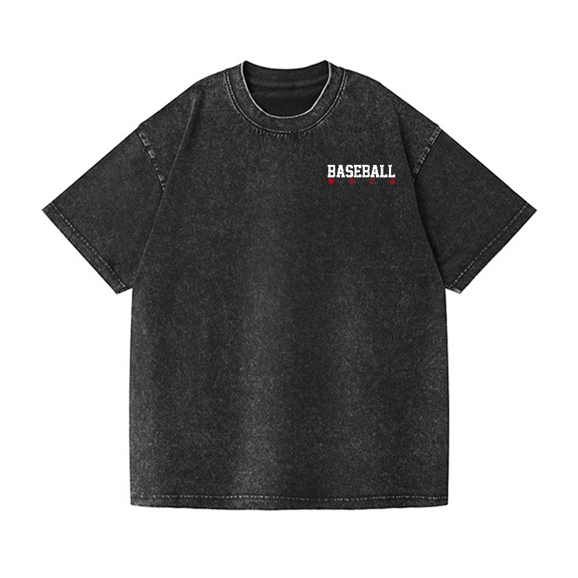 Baseball Vintage Wash Japanese Design Back Art T-Shirt