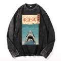 Jaws Vintage Cotton Wash Crewneck Long-Sleeve T-Shirt