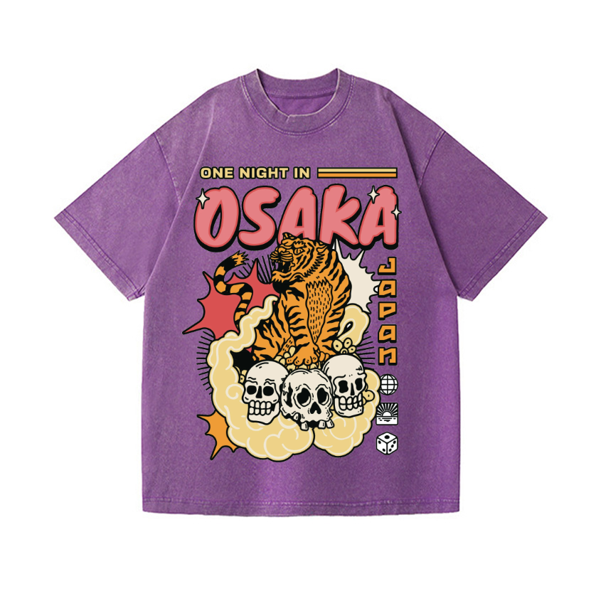 One Night in Osaka Tiger Vintage Wash Japanese Design T-Shirt