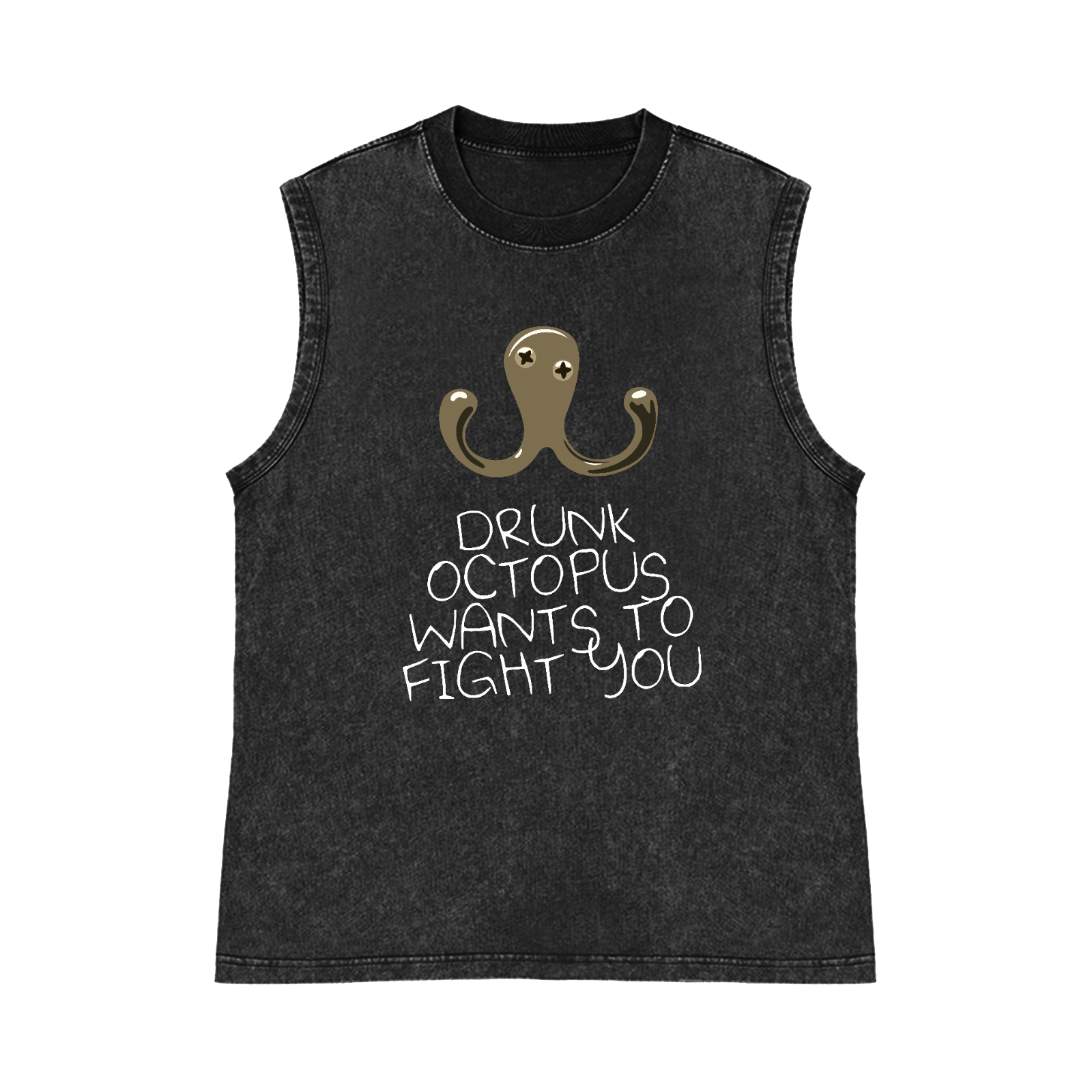 Drunken Octopus Pure Cotton Wash-Dyed Sleeveless Tank Top