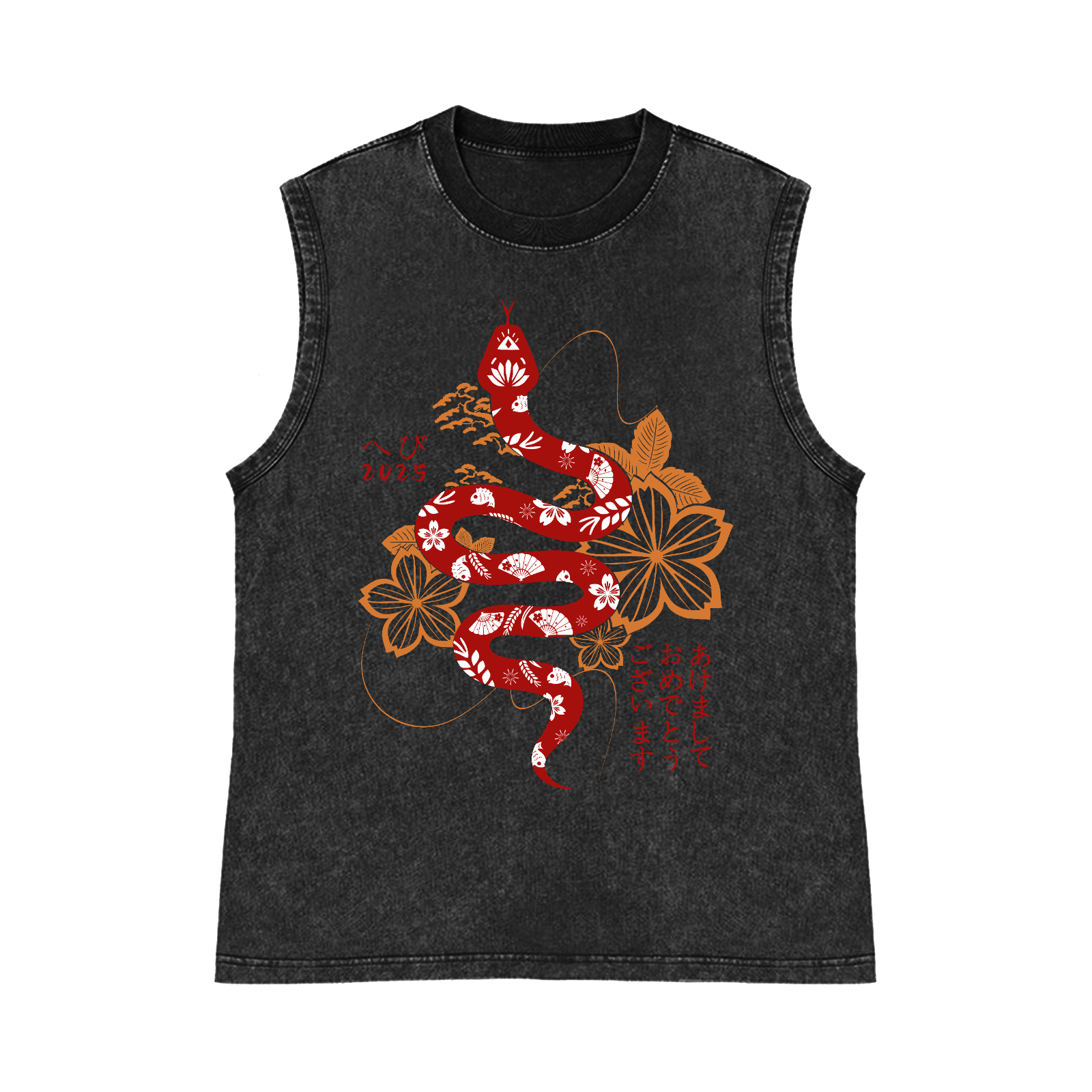 NEW YEARS Pure Cotton Wash-Dyed Sleeveless Tank Top