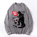 Kaiju Sushi Vintage Cotton Wash Crewneck Long-Sleeve T-Shirt