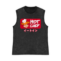 Hot Chef Pure Cotton Wash-Dyed Sleeveless Tank Top