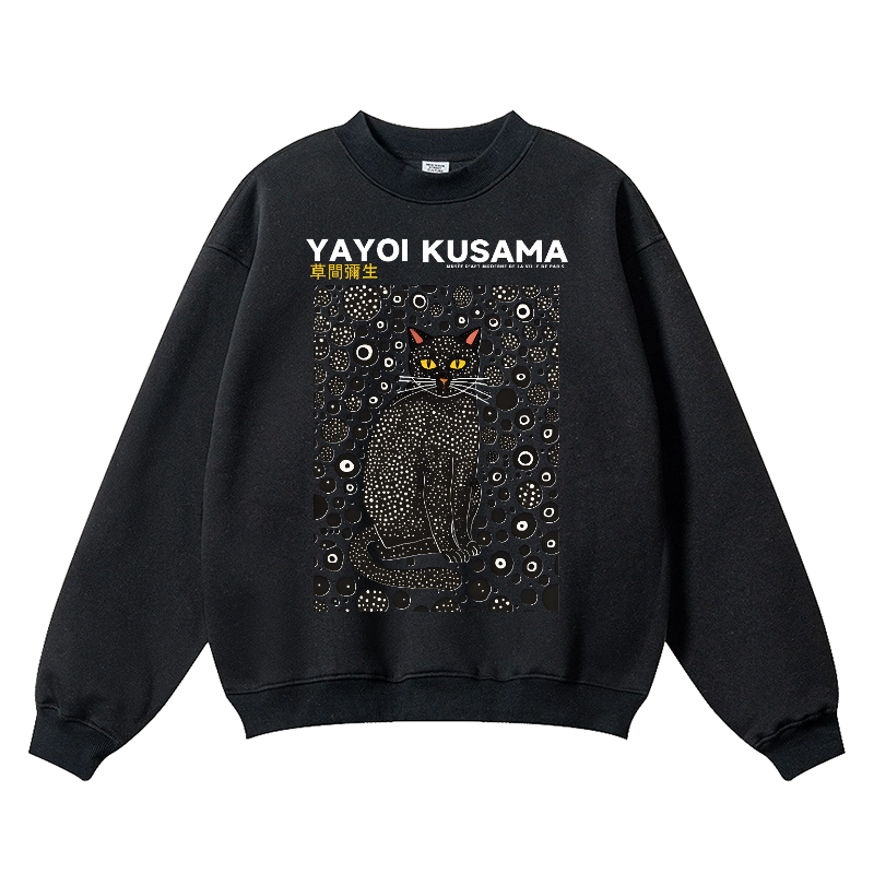 Yayoi Kusama Black Cat Vintage Cotton Blend Crewneck Sweatshirt