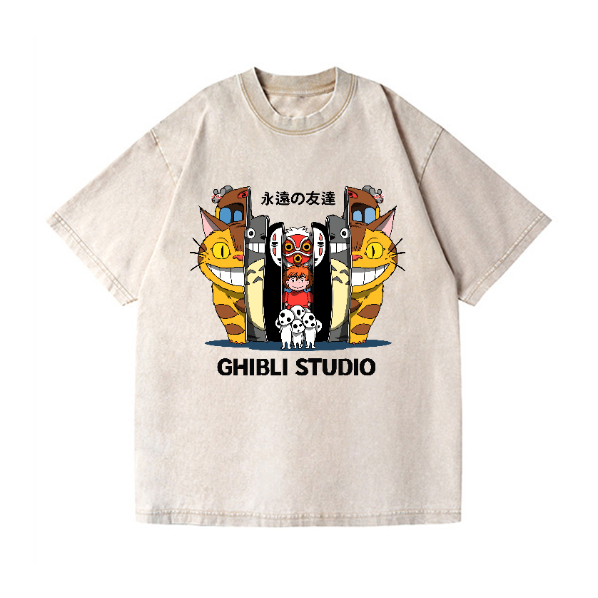 Ghibli Totoro No Face Kaonashi Anime Vintage Wash Japanese Design T-Shirt