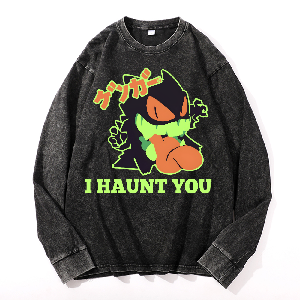 Gengar Vintage Cotton Wash Long-sleeve T-shirt