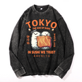 Sushi Vintage Cotton Wash Crewneck Sweatshirt