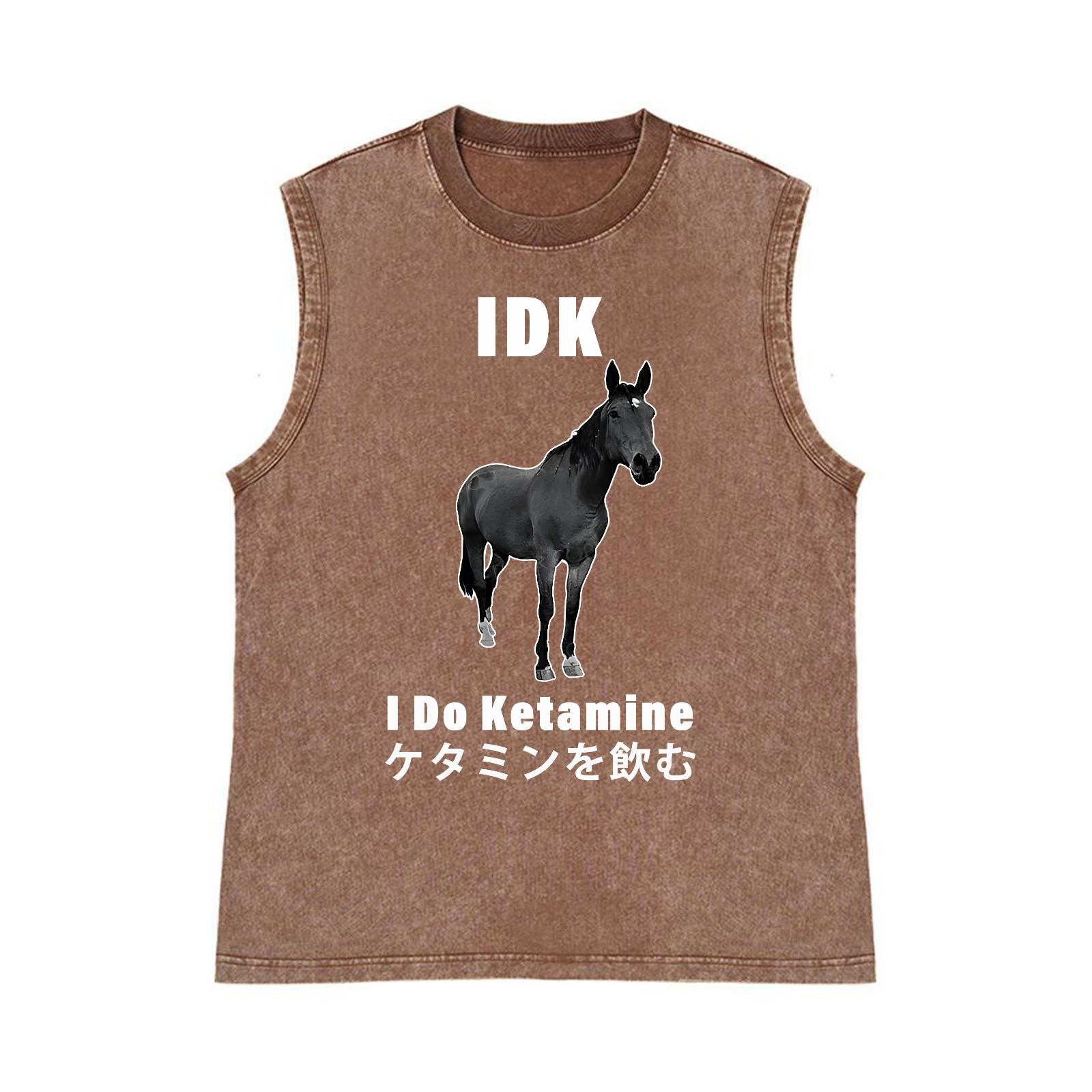 I Do Ketamine Horse Pure Cotton Wash-Dyed Sleeveless Tank Top