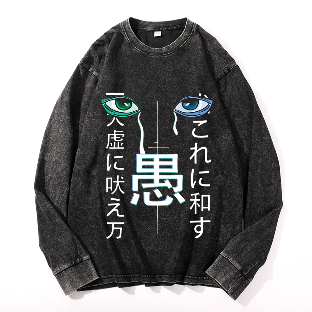 Vintage Cotton Wash Crewneck Long-Sleeve T-Shirt