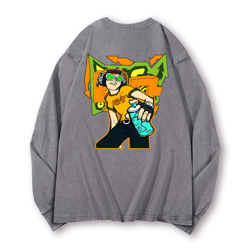 Jet Set Radio Vintage Washed Cotton Back Art Long-sleeve T-shirt