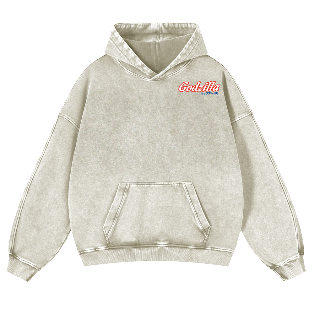 Kaiju Cup Noodles Vintage Washed Cotton Back Art Hoodie