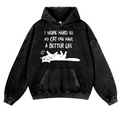I Work So Hard Cat Vintage Washed Thick Cotton Hoodie