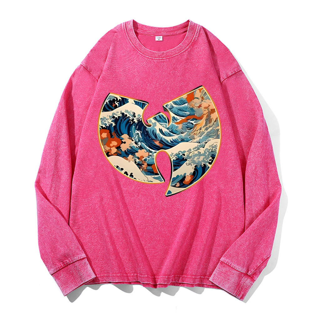 Vintage Cotton Wash Crewneck Long-Sleeve T-Shirt