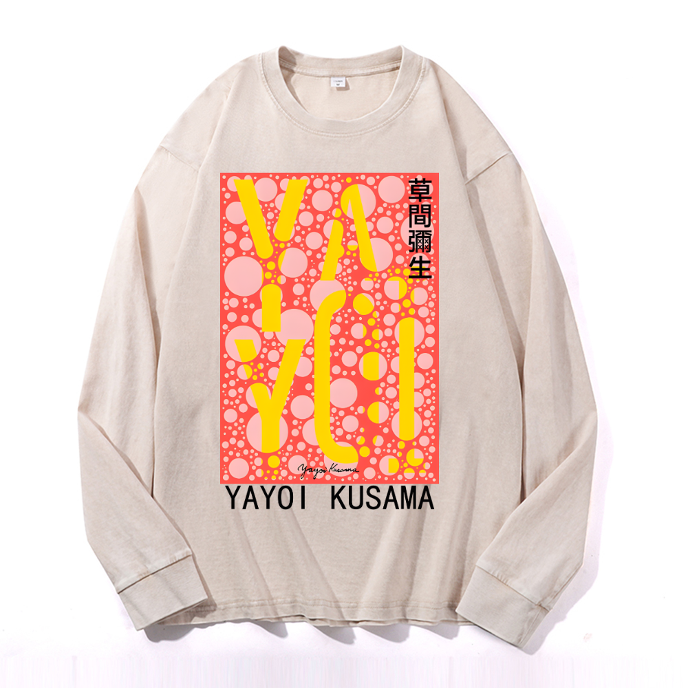Yayoi Kusama Vintage Cotton Wash Crewneck Long-Sleeve T-Shirt