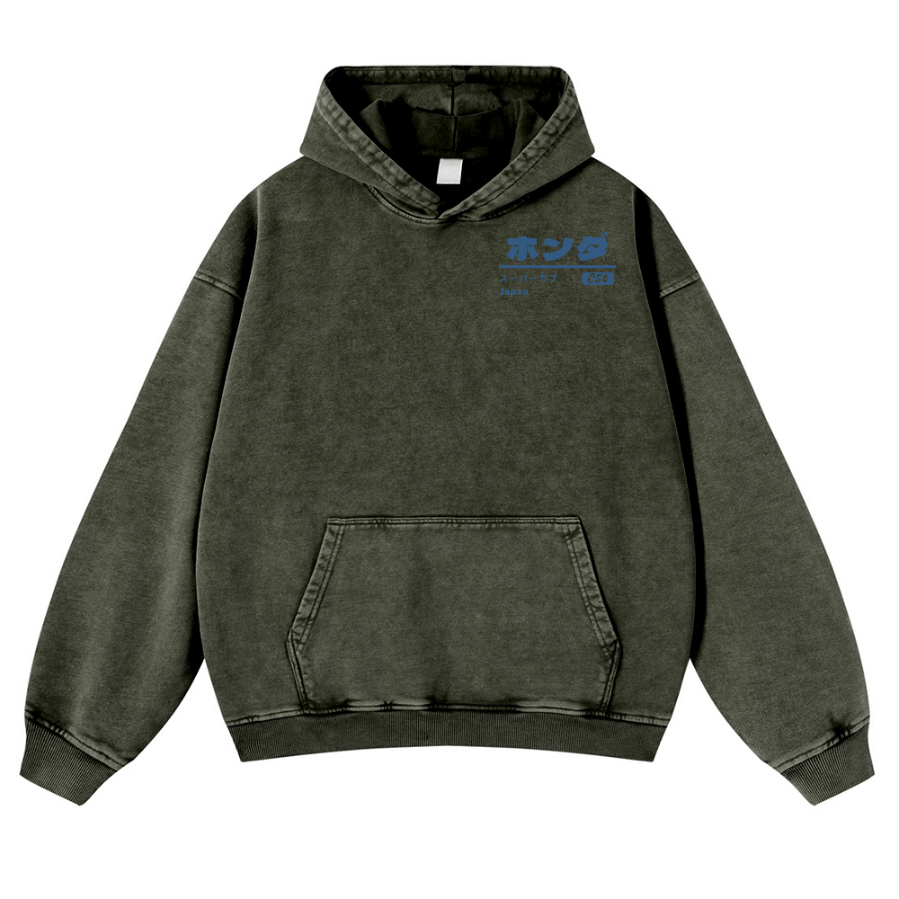 Honda Car  C50 Super Cub Vintage Washed Cotton Back Art Hoodie