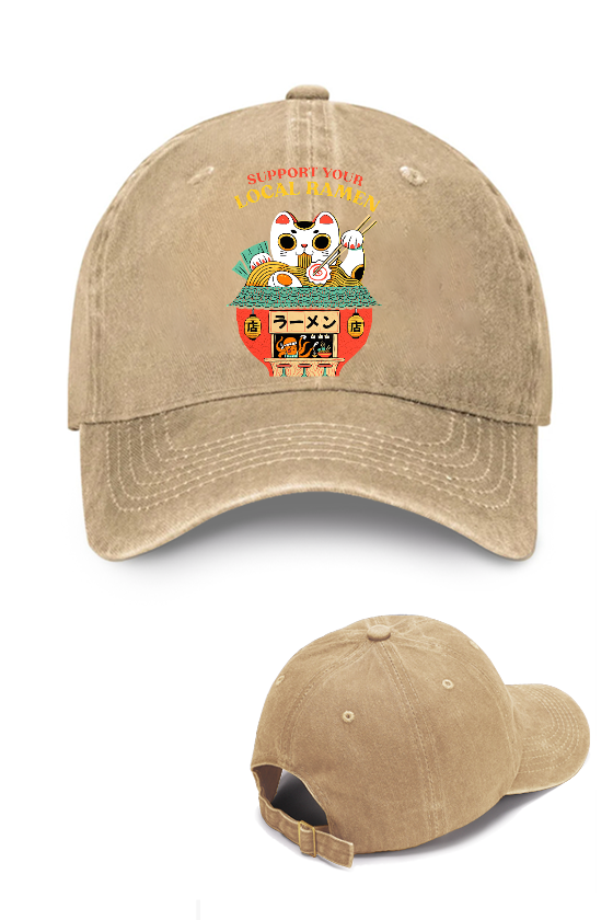 Ramen Cat Vintage Cotton Cap